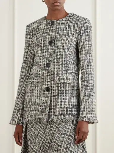Proenza Schouler White Label Aurelia Fringed Checked Tweed Jacket | Thumbnail 3 Proenza Schouler White Label Aurelia Fringed Checked Tweed Jacket | Thumbnail 3