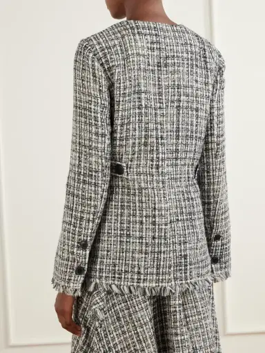 Proenza Schouler White Label Aurelia Fringed Checked Tweed Jacket | Thumbnail 4 Proenza Schouler White Label Aurelia Fringed Checked Tweed Jacket | Thumbnail 4