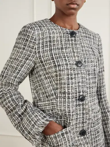 Proenza Schouler White Label Aurelia Fringed Checked Tweed Jacket | Thumbnail 5 Proenza Schouler White Label Aurelia Fringed Checked Tweed Jacket | Thumbnail 5