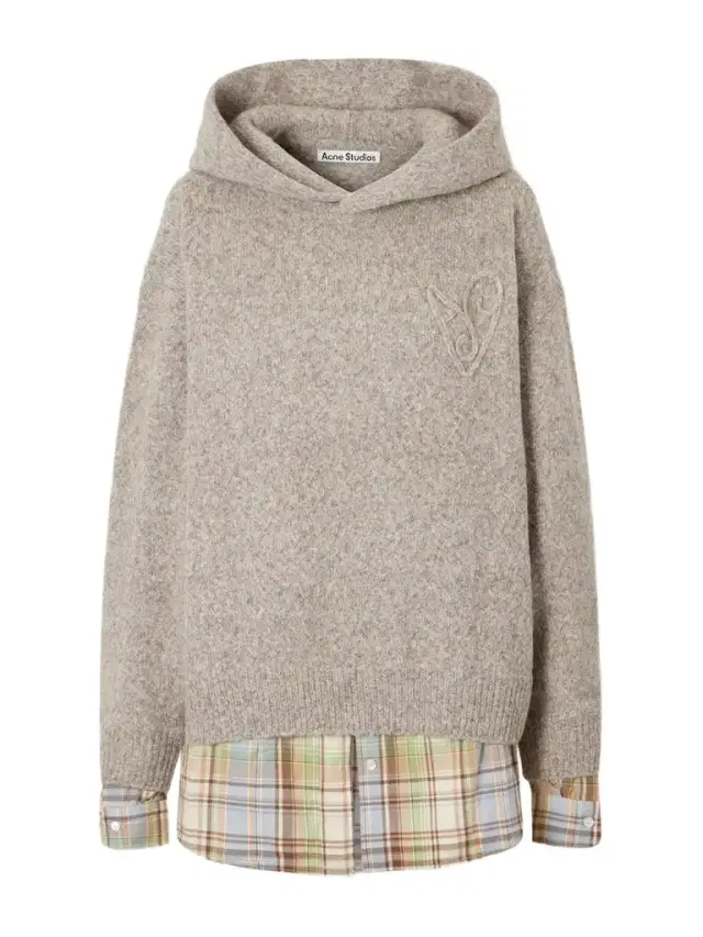 Layered Checked Poplin-trimmed Wool-blend Sweater Layered Checked Poplin-trimmed Wool-blend Sweater