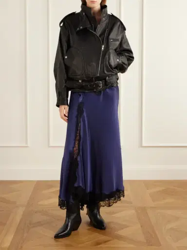 Isabel Marant Alexandra Lace-detailed Silk-blend Satin Midi Skirt | Thumbnail 2 Isabel Marant Alexandra Lace-detailed Silk-blend Satin Midi Skirt | Thumbnail 2