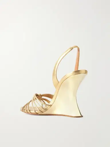 Aquazzura Serenity 95 Metallic Leather Wedge Sandals | Thumbnail 3 Aquazzura Serenity 95 Metallic Leather Wedge Sandals | Thumbnail 3