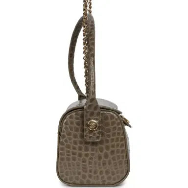 Chanel Chanel Barrel Clutch Bag with Chain Dark Khaki Croc Embossed Calfskin Gold Hardware | Thumbnail 3 Chanel Chanel Barrel Clutch Bag with Chain Dark Khaki Croc Embossed Calfskin Gold Hardware | Thumbnail 3