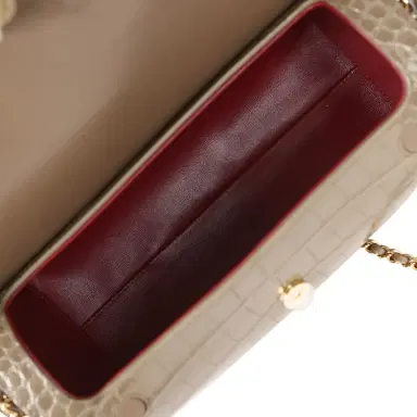 Chanel Chanel Barrel Clutch Bag with Chain Dark Khaki Croc Embossed Calfskin Gold Hardware | Thumbnail 9 Chanel Chanel Barrel Clutch Bag with Chain Dark Khaki Croc Embossed Calfskin Gold Hardware | Thumbnail 9