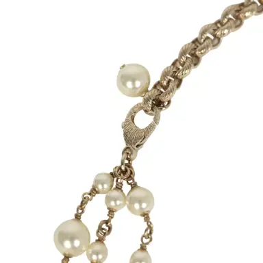 Chanel Chanel Long Crystal CHA-NEL Multi-Strand CC Pearl Necklace Ivory Pearls, Light Gold Tone Hardware | Thumbnail 7 Chanel Chanel Long Crystal CHA-NEL Multi-Strand CC Pearl Necklace Ivory Pearls, Light Gold Tone Hardware | Thumbnail 7