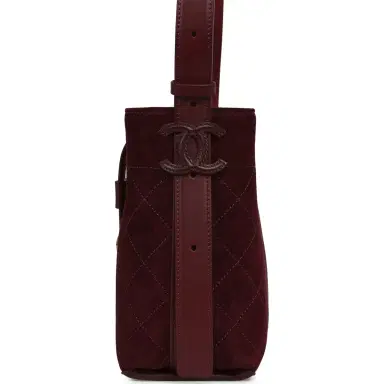 Chanel Chanel Small "CC Loop" Drawstring Bucket Bag with Leather Strap Dark Burgundy Suede, Calfskin Gold Hardware | Thumbnail 5 Chanel Chanel Small "CC Loop" Drawstring Bucket Bag with Leather Strap Dark Burgundy Suede, Calfskin Gold Hardware | Thumbnail 5