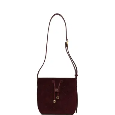 Chanel Chanel Small "CC Loop" Drawstring Bucket Bag with Leather Strap Dark Burgundy Suede, Calfskin Gold Hardware | Thumbnail 7 Chanel Chanel Small "CC Loop" Drawstring Bucket Bag with Leather Strap Dark Burgundy Suede, Calfskin Gold Hardware | Thumbnail 7