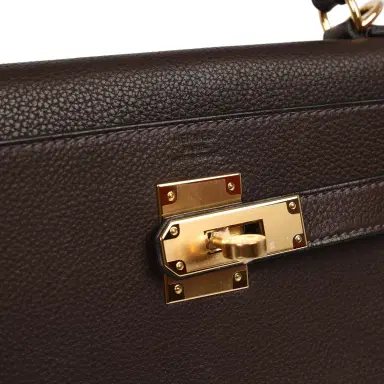 HERMÈS Hermes Kelly Retourne 28 Ebene Barenia Faubourg Gold Hardware | Thumbnail 7 HERMÈS Hermes Kelly Retourne 28 Ebene Barenia Faubourg Gold Hardware | Thumbnail 7
