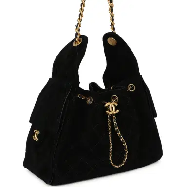 Chanel Pre-owned Chanel Small 25 Hobo Bag Black Suede Antique Gold Hardware | Thumbnail 2 Chanel Pre-owned Chanel Small 25 Hobo Bag Black Suede Antique Gold Hardware | Thumbnail 2