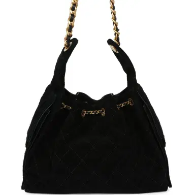 Chanel Pre-owned Chanel Small 25 Hobo Bag Black Suede Antique Gold Hardware | Thumbnail 4 Chanel Pre-owned Chanel Small 25 Hobo Bag Black Suede Antique Gold Hardware | Thumbnail 4