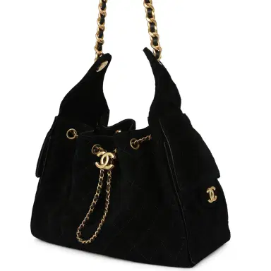 Chanel Pre-owned Chanel Small 25 Hobo Bag Black Suede Antique Gold Hardware | Thumbnail 5 Chanel Pre-owned Chanel Small 25 Hobo Bag Black Suede Antique Gold Hardware | Thumbnail 5