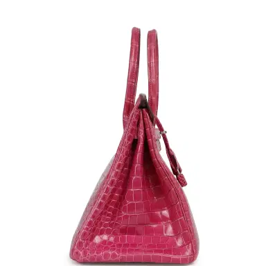 HERMÈS Pre-owned Hermes Birkin 35 Rose Scheherazade Shiny Porosus Crocodile Palladium Hardware | Thumbnail 3 HERMÈS Pre-owned Hermes Birkin 35 Rose Scheherazade Shiny Porosus Crocodile Palladium Hardware | Thumbnail 3