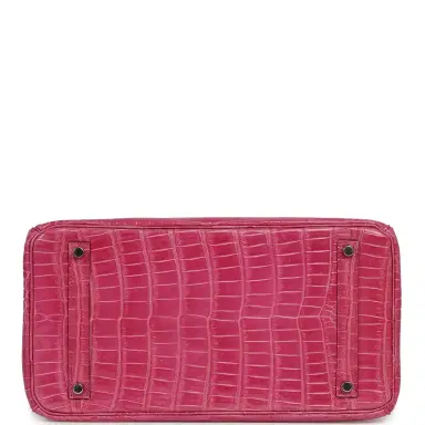 HERMÈS Pre-owned Hermes Birkin 35 Rose Scheherazade Shiny Porosus Crocodile Palladium Hardware | Thumbnail 6 HERMÈS Pre-owned Hermes Birkin 35 Rose Scheherazade Shiny Porosus Crocodile Palladium Hardware | Thumbnail 6