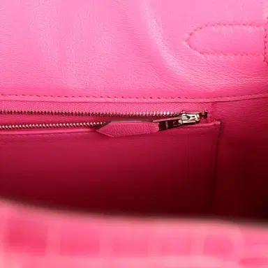 HERMÈS Pre-owned Hermes Birkin 35 Rose Scheherazade Shiny Porosus Crocodile Palladium Hardware | Thumbnail 8 HERMÈS Pre-owned Hermes Birkin 35 Rose Scheherazade Shiny Porosus Crocodile Palladium Hardware | Thumbnail 8