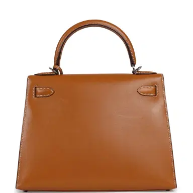 HERMÈS Pre-owned Hermes Kelly Sellier 28 Naturel Sable Butler Palladium Hardware | Thumbnail 4 HERMÈS Pre-owned Hermes Kelly Sellier 28 Naturel Sable Butler Palladium Hardware | Thumbnail 4