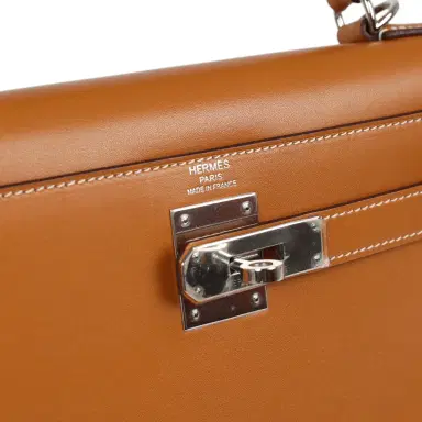 HERMÈS Pre-owned Hermes Kelly Sellier 28 Naturel Sable Butler Palladium Hardware | Thumbnail 7 HERMÈS Pre-owned Hermes Kelly Sellier 28 Naturel Sable Butler Palladium Hardware | Thumbnail 7
