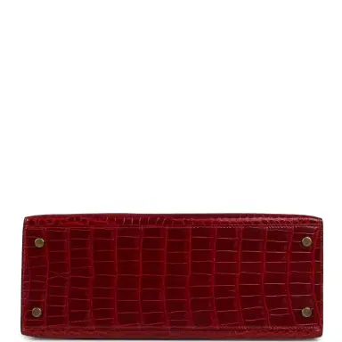 HERMÈS Vintage Hermes Kelly Sellier 28 Bordeaux Shiny Porous Crocodile Gold Hardware | Thumbnail 6 HERMÈS Vintage Hermes Kelly Sellier 28 Bordeaux Shiny Porous Crocodile Gold Hardware | Thumbnail 6