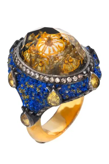 SEVAN BICAKCI Yellow Sapphire Brown Diamond Ottoman Architecture Ring | Thumbnail 2 SEVAN BICAKCI Yellow Sapphire Brown Diamond Ottoman Architecture Ring | Thumbnail 2