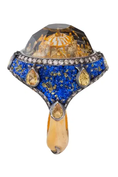 SEVAN BICAKCI Yellow Sapphire Brown Diamond Ottoman Architecture Ring | Thumbnail 3 SEVAN BICAKCI Yellow Sapphire Brown Diamond Ottoman Architecture Ring | Thumbnail 3