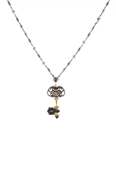 SEVAN BICAKCI Brown Black Diamond Ruby Key Pendant Necklace | Thumbnail 1 SEVAN BICAKCI Brown Black Diamond Ruby Key Pendant Necklace | Thumbnail 1