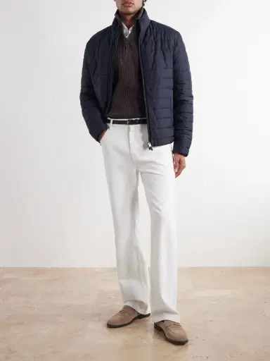 Canali Leather-Trimmed Quilted Shell Bomber Jacket - Men | Thumbnail 2 Canali Leather-Trimmed Quilted Shell Bomber Jacket - Men | Thumbnail 2
