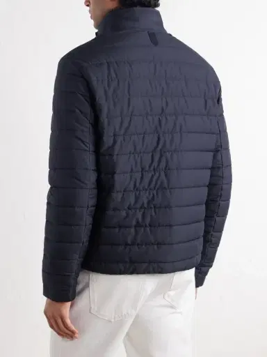 Canali Leather-Trimmed Quilted Shell Bomber Jacket - Men | Thumbnail 4 Canali Leather-Trimmed Quilted Shell Bomber Jacket - Men | Thumbnail 4