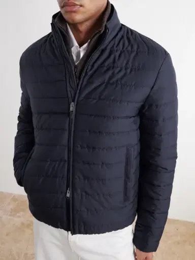Canali Leather-Trimmed Quilted Shell Bomber Jacket - Men | Thumbnail 5 Canali Leather-Trimmed Quilted Shell Bomber Jacket - Men | Thumbnail 5