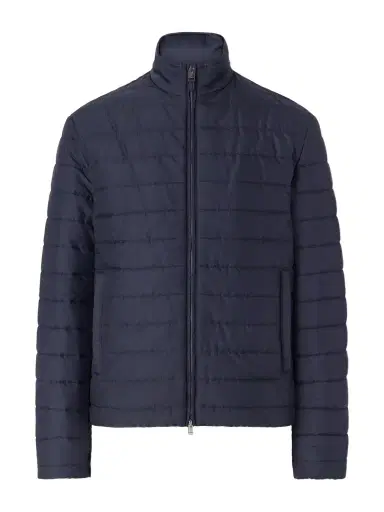 Canali Leather-Trimmed Quilted Shell Bomber Jacket - Men | Thumbnail 1 Canali Leather-Trimmed Quilted Shell Bomber Jacket - Men | Thumbnail 1