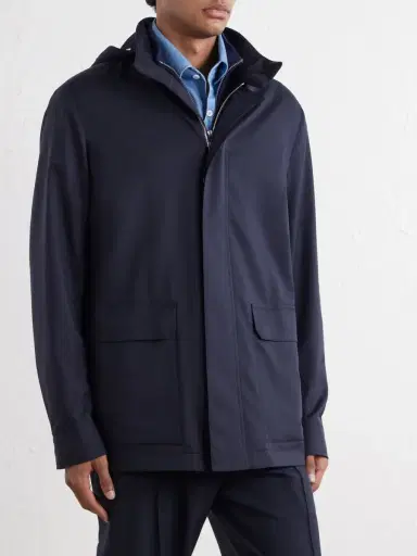 Zegna Twill Hooded Coat - Men | Thumbnail 3 Zegna Twill Hooded Coat - Men | Thumbnail 3