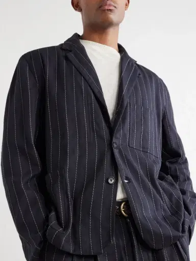 Kardo Somesh Embroidered Striped Herringbone Cotton Suit Jacket - Men | Thumbnail 5 Kardo Somesh Embroidered Striped Herringbone Cotton Suit Jacket - Men | Thumbnail 5