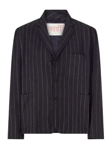 Kardo Somesh Embroidered Striped Herringbone Cotton Suit Jacket - Men | Thumbnail 1 Kardo Somesh Embroidered Striped Herringbone Cotton Suit Jacket - Men | Thumbnail 1