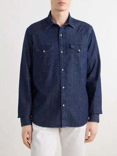 Canali Denim Shirt - Men | Thumbnail 3 Canali Denim Shirt - Men | Thumbnail 3
