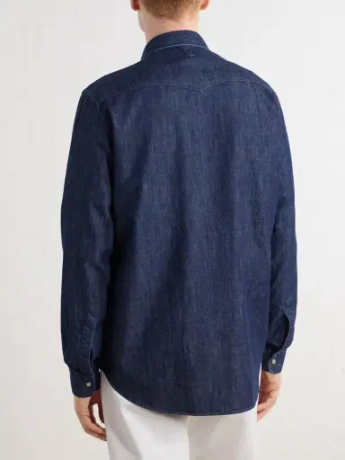 Canali Denim Shirt - Men | Thumbnail 4 Canali Denim Shirt - Men | Thumbnail 4