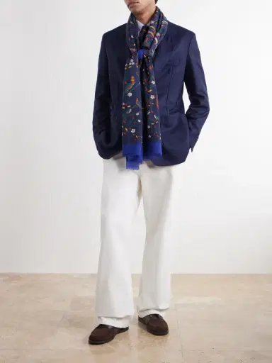 Drake's Printed Wool Gauze Scarf - Men | Thumbnail 2 Drake's Printed Wool Gauze Scarf - Men | Thumbnail 2