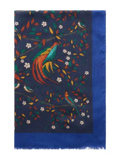 Drake's Printed Wool Gauze Scarf - Men | Thumbnail 1 Drake's Printed Wool Gauze Scarf - Men | Thumbnail 1