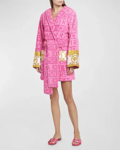 Versace I Heart Baroque Hooded Short Bathrobe | Thumbnail 2 Versace I Heart Baroque Hooded Short Bathrobe | Thumbnail 2