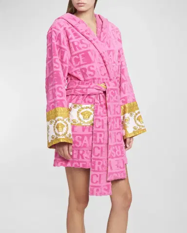 Versace I Heart Baroque Hooded Short Bathrobe | Thumbnail 3 Versace I Heart Baroque Hooded Short Bathrobe | Thumbnail 3
