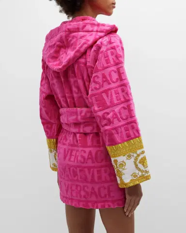 Versace I Heart Baroque Hooded Short Bathrobe | Thumbnail 6 Versace I Heart Baroque Hooded Short Bathrobe | Thumbnail 6