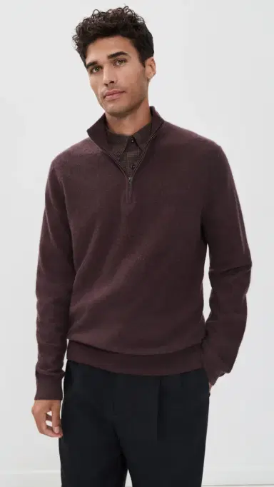Vince Boiled Cashmere Quarter Zip | Thumbnail 2 Vince Boiled Cashmere Quarter Zip | Thumbnail 2