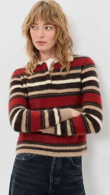 Guest In Residence Grizzly Cropped Cashmere Rugby Pullover | Thumbnail 2 Guest In Residence Grizzly Cropped Cashmere Rugby Pullover | Thumbnail 2