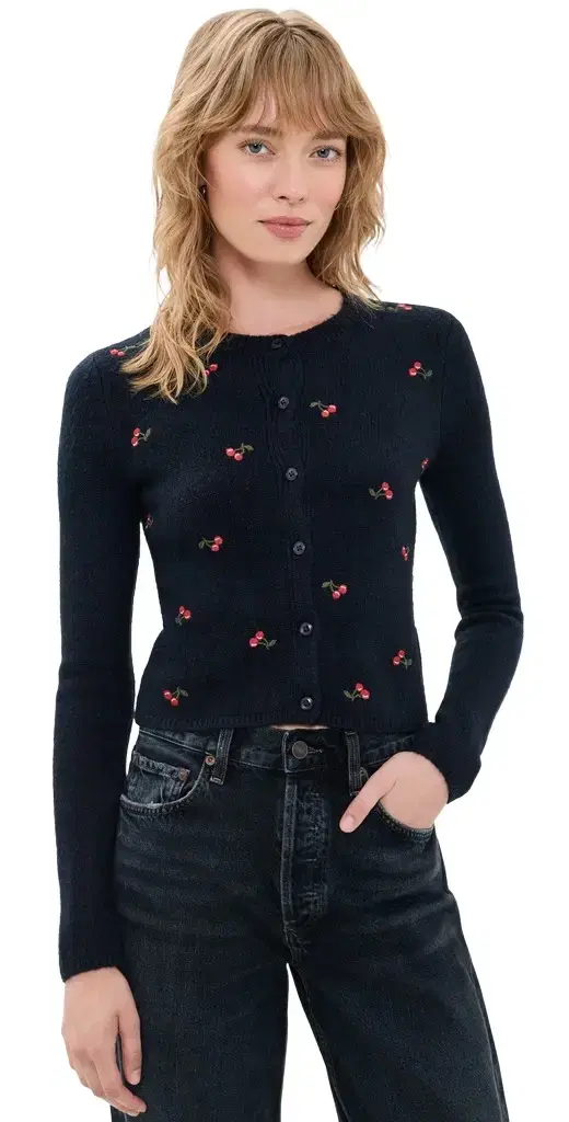 Muse Embroidered Fitted Cardigan Muse Embroidered Fitted Cardigan