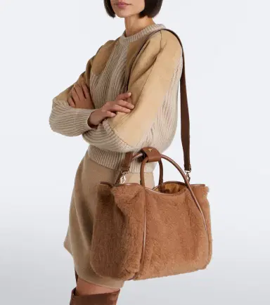 Max Mara Medium leather-trimmed teddy tote bag | Thumbnail 4 Max Mara Medium leather-trimmed teddy tote bag | Thumbnail 4