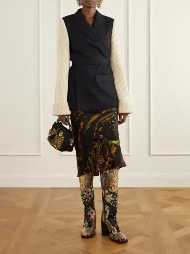 Dries Van Noten Leather And Floral-jacqaurd Over-the-knee Boots | Thumbnail 4 Dries Van Noten Leather And Floral-jacqaurd Over-the-knee Boots | Thumbnail 4