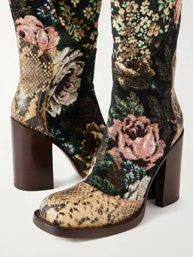 Dries Van Noten Leather And Floral-jacqaurd Over-the-knee Boots | Thumbnail 5 Dries Van Noten Leather And Floral-jacqaurd Over-the-knee Boots | Thumbnail 5