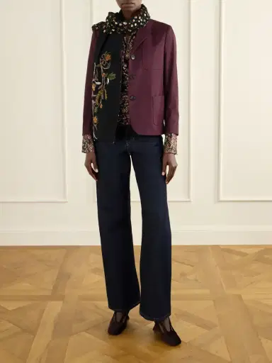 Dries Van Noten Sequin-embellished Embroidered Crepe Scarf | Thumbnail 2 Dries Van Noten Sequin-embellished Embroidered Crepe Scarf | Thumbnail 2