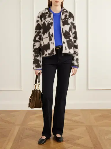 Guest In Residence Grizzly Cowhide Leather-trimmed Brushed Cashmere Jacket | Thumbnail 2 Guest In Residence Grizzly Cowhide Leather-trimmed Brushed Cashmere Jacket | Thumbnail 2