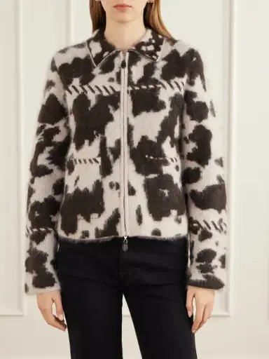 Guest In Residence Grizzly Cowhide Leather-trimmed Brushed Cashmere Jacket | Thumbnail 3 Guest In Residence Grizzly Cowhide Leather-trimmed Brushed Cashmere Jacket | Thumbnail 3