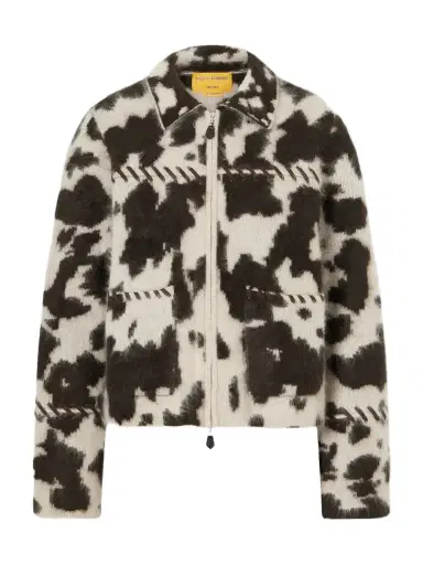 Guest In Residence Grizzly Cowhide Leather-trimmed Brushed Cashmere Jacket | Thumbnail 1 Guest In Residence Grizzly Cowhide Leather-trimmed Brushed Cashmere Jacket | Thumbnail 1