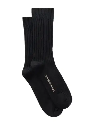 Olivia von Halle Spencer Ribbed Silk And Cashmere-blend Socks | Thumbnail 1 Olivia von Halle Spencer Ribbed Silk And Cashmere-blend Socks | Thumbnail 1