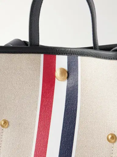 Thom Browne Striped Leather-trimmed Canvas Bucket Bag | Thumbnail 5 Thom Browne Striped Leather-trimmed Canvas Bucket Bag | Thumbnail 5